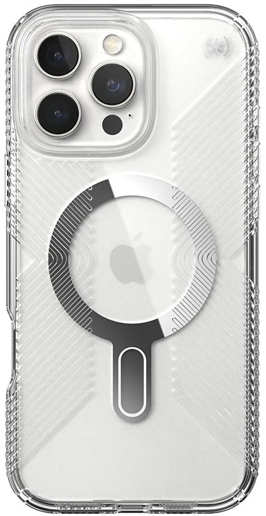 Speck Presidio Perfect-Clear Grip ClickLock & MagSafe - dėklas skirtas Apple iPhone 16 Pro Max Clear / Chrome Finish / Serene Sidabrinis