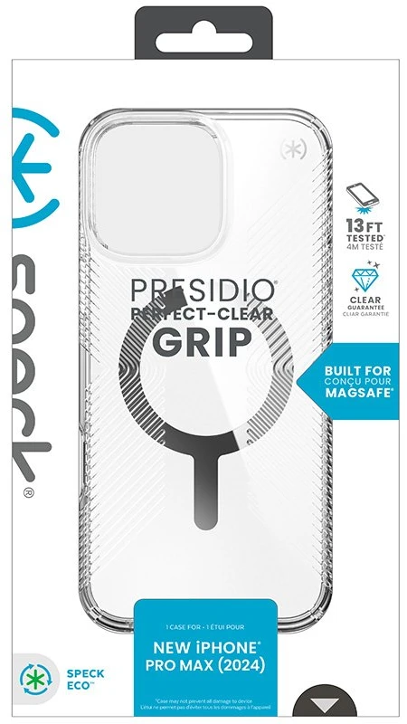 Speck Presidio Perfect-Clear Grip MagSafe - dėklas skirtas Apple iPhone 16 Pro Max Clear / Chrome Finish / Serene Sidabrinis