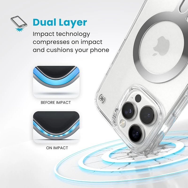 Dėklas Speck Presidio Perfect-Clear ClickLock & MagSafe do iPhone 16 Pro Max permatomas