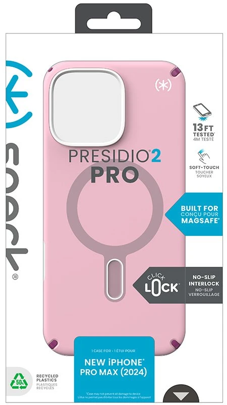 Speck Presidio2 Pro ClickLock & MagSafe - dėklas skirtas Apple iPhone 16 Pro Max Wednesday Rožinė / Boysenberry Violetinė / Baltas