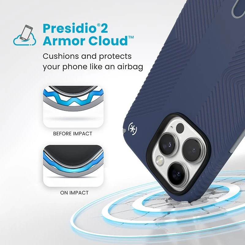 Dėklas Speck Presidio2 Grip ClickLock & MagSafe do iPhone 16 Pro Max mėlyna