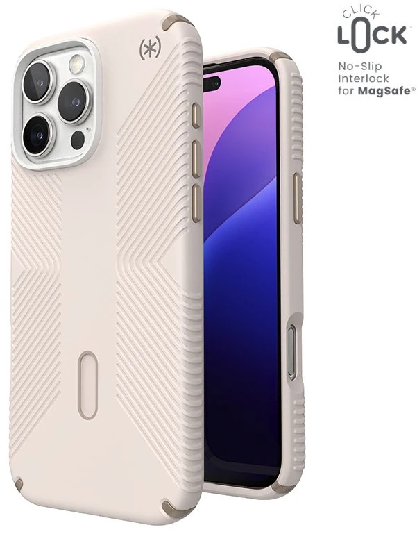 Dėklas Speck Presidio2 Grip ClickLock & MagSafe do iPhone 16 Pro Max smėlio spalva