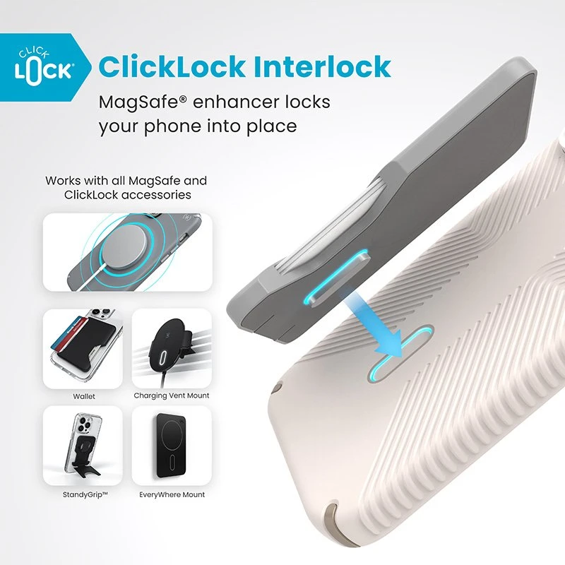 Dėklas Speck Presidio2 Grip ClickLock & MagSafe do iPhone 16 Pro Max smėlio spalva