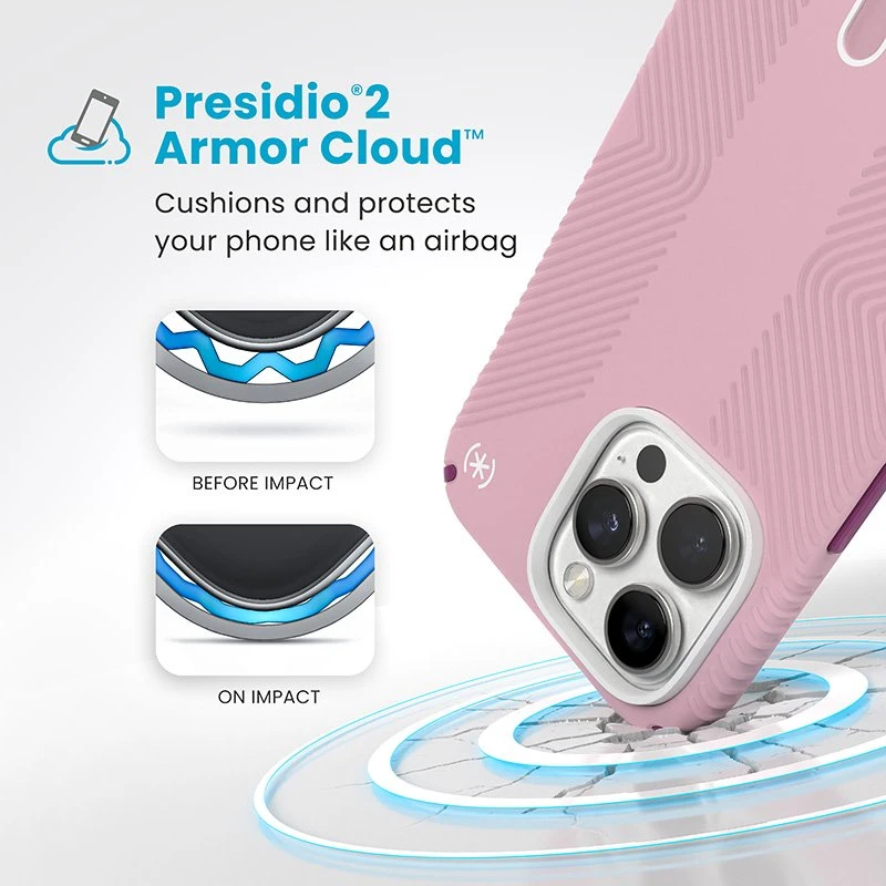 Dėklas Speck Presidio2 Grip ClickLock & MagSafe do iPhone 16 Pro Max rožinė