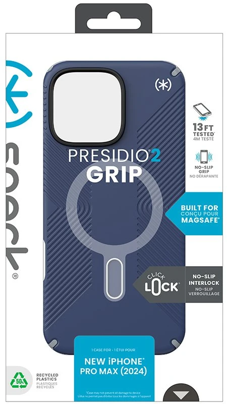 Dėklas Speck Presidio2 Grip ClickLock & MagSafe do iPhone 16 Pro Max mėlyna