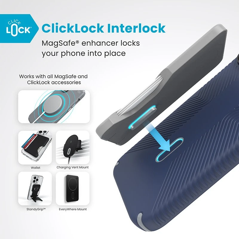 Dėklas Speck Presidio2 Grip ClickLock & MagSafe do iPhone 16 Pro Max mėlyna