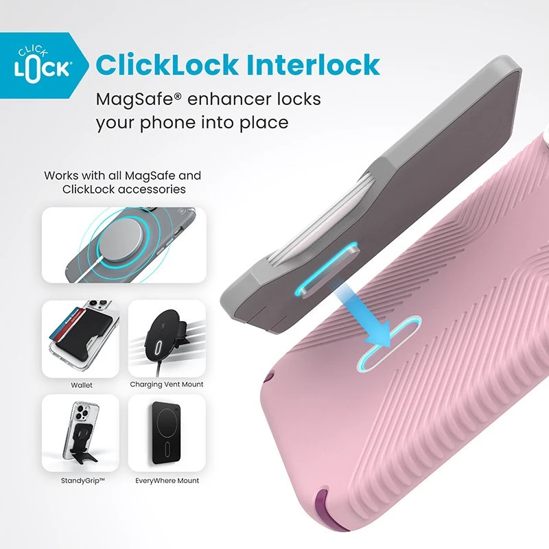 Dėklas Speck Presidio2 Grip ClickLock & MagSafe do iPhone 16 Pro Max rožinė