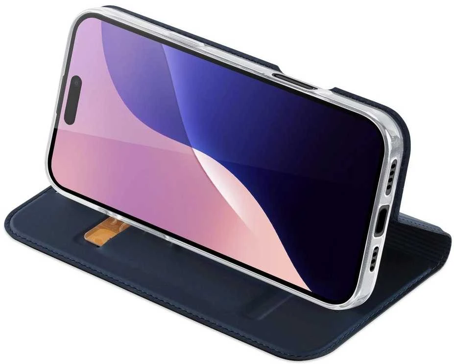Dux Ducis atverčiamas dėklas SKIN PRO skirtas Apple iPhone 16 Pro Max mėlynos splalvos