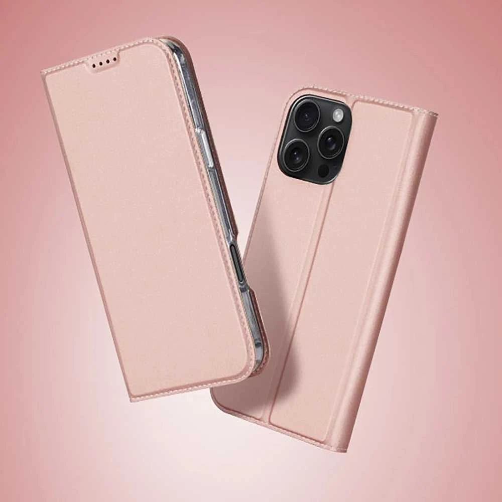 Dux Ducis atverčiamas dėklas SKIN PRO skirtas Apple iPhone 16 Pro Max rožinės spalvos