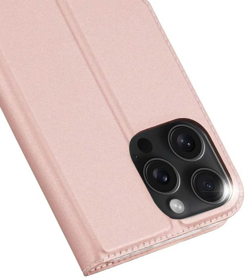 Dux Ducis atverčiamas dėklas SKIN PRO skirtas Apple iPhone 16 Pro Max rožinės spalvos