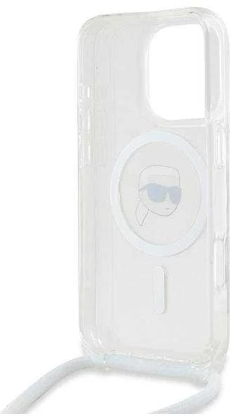 Karl Lagerfeld KLHMP16LHCKHNT Apple iPhone 16 Pro 6.3″ kietas dėklas skaidrus Crossbody IML Karl Head Magsa