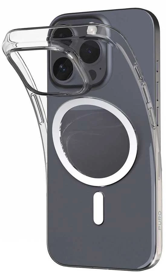 Silikoninis Puro 03 Mag MagSafe Apple iPhone 16 Pro - dėklas telefonui skaidrus