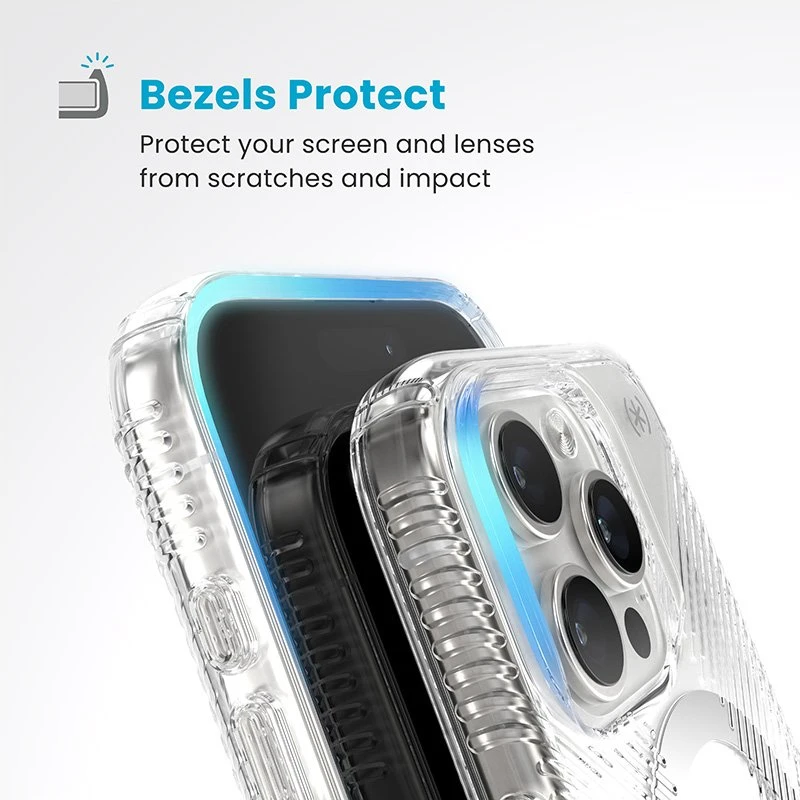 Dėklas Speck Presidio Perfect-Clear Grip ClickLock & MagSafe do iPhone 16 Pro permatomas