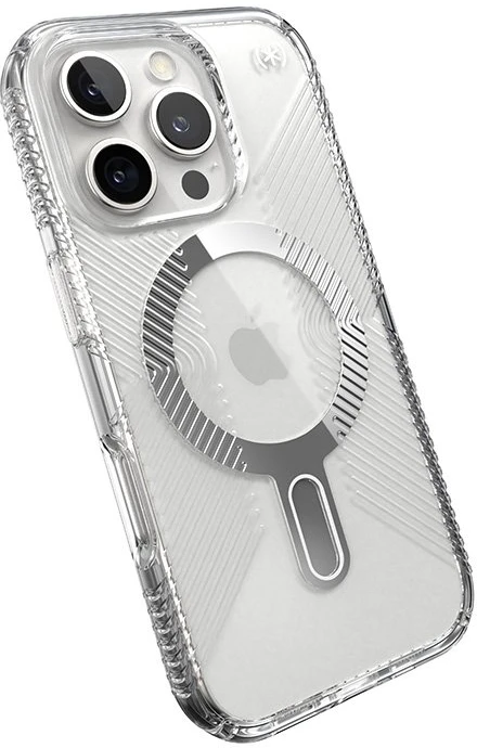 Dėklas Speck Presidio Perfect-Clear Grip ClickLock & MagSafe do iPhone 16 Pro permatomas