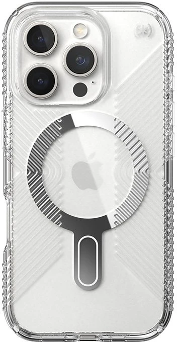Dėklas Speck Presidio Perfect-Clear Grip ClickLock & MagSafe do iPhone 16 Pro permatomas
