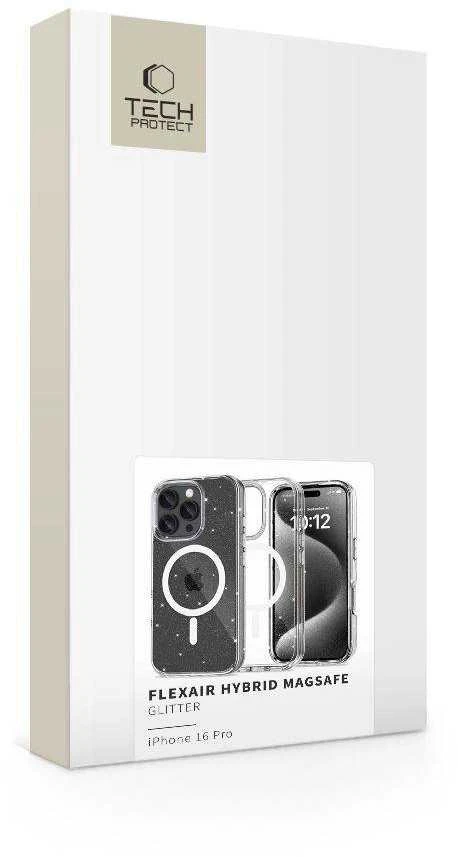 Apple iPhone 16 Pro Tech-Protect FlexAir Hybrid MagSafe Glitter dėklas telefonui skaidrus