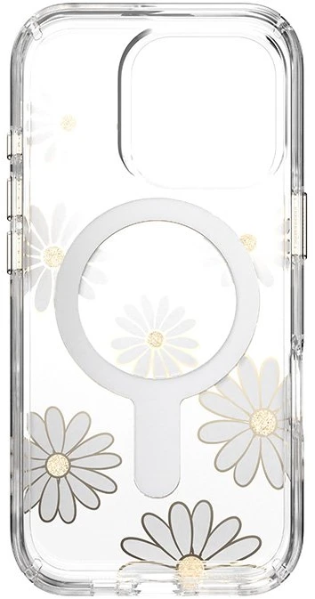 Speck Presidio Lux ClickLock & MagSafe - dėklas skirtas Apple iPhone 16 Pro Sunshine Daisies / Clear / Gold