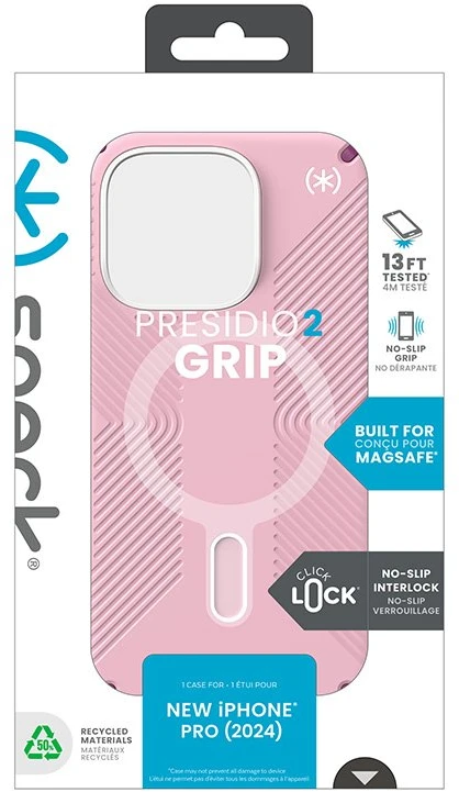 Dėklas Speck Presidio2 Grip ClickLock & MagSafe do iPhone 16 Pro rožinė