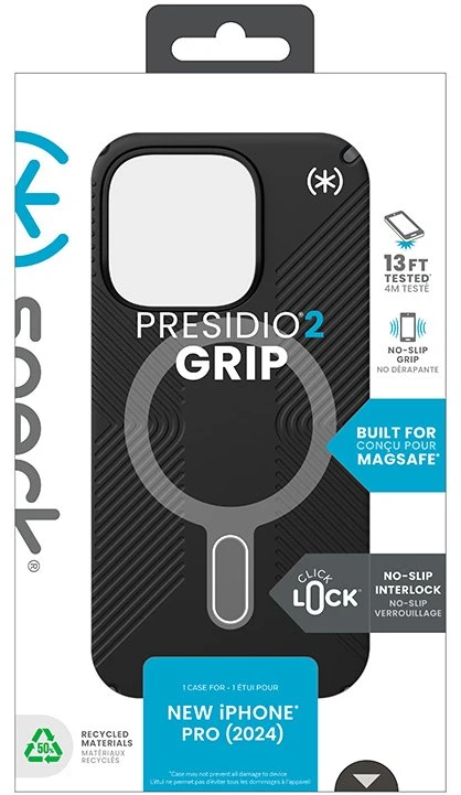 Dėklas Speck Presidio2 Grip ClickLock & MagSafe do iPhone 16 Pro juoda