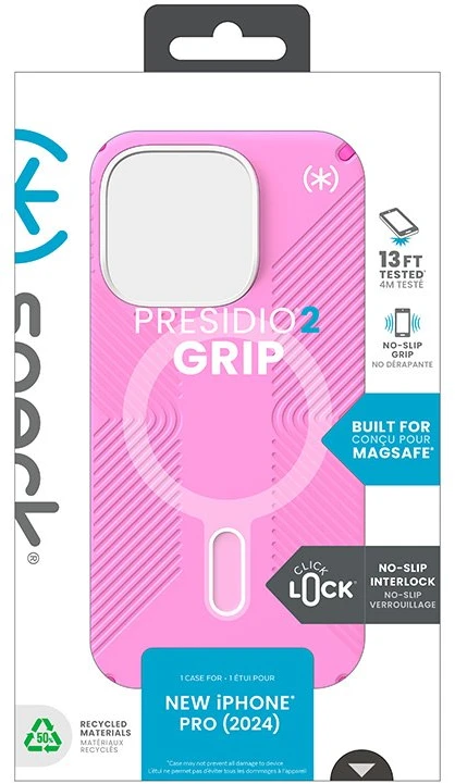 Dėklas Speck Presidio2 Grip ClickLock & MagSafe do iPhone 16 Pro rožinė