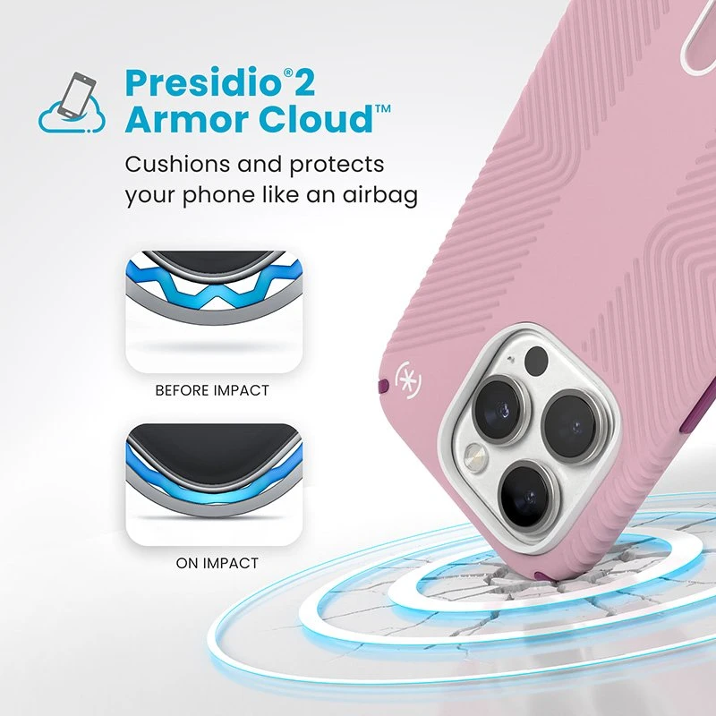 Dėklas Speck Presidio2 Grip ClickLock & MagSafe do iPhone 16 Pro rožinė