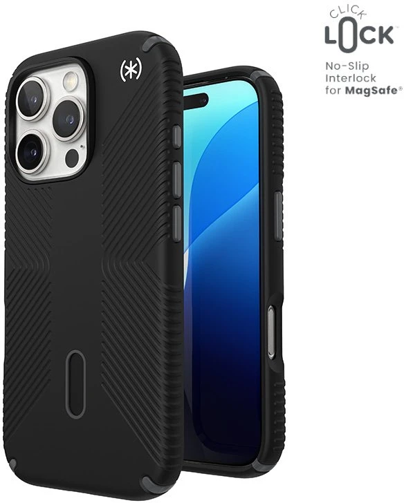 Dėklas Speck Presidio2 Grip ClickLock & MagSafe do iPhone 16 Pro juoda