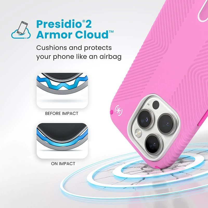 Dėklas Speck Presidio2 Grip ClickLock & MagSafe do iPhone 16 Pro rožinė