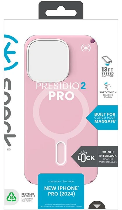 Speck Presidio2 Pro ClickLock & MagSafe - dėklas skirtas Apple iPhone 16 Pro Wednesday Rožinė / Boysenberry Violetinė / Baltas