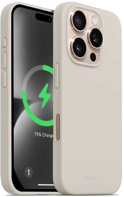 Dėklas Crong spalvos magnetinis dangtelis, skirtas iPhone 16 Pro akmens smėlio spalvos