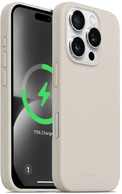 Dėklas Crong spalvos magnetinis dangtelis, skirtas iPhone 16 Pro akmens smėlio spalvos