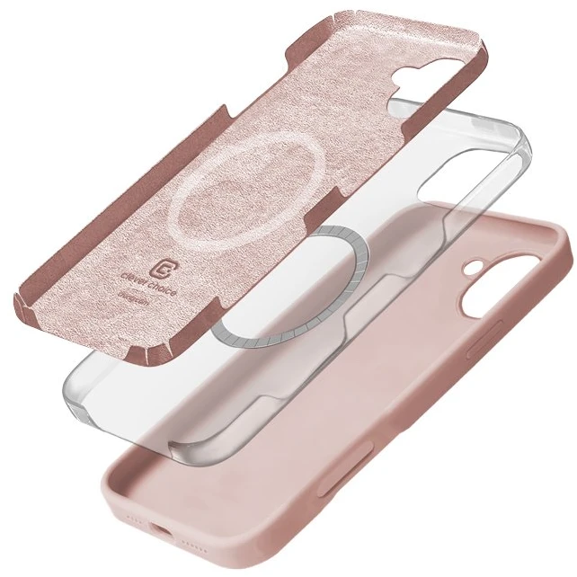 Dėklas Crong Color Cover Magnetinis iPhone 16 smėlio rožinis