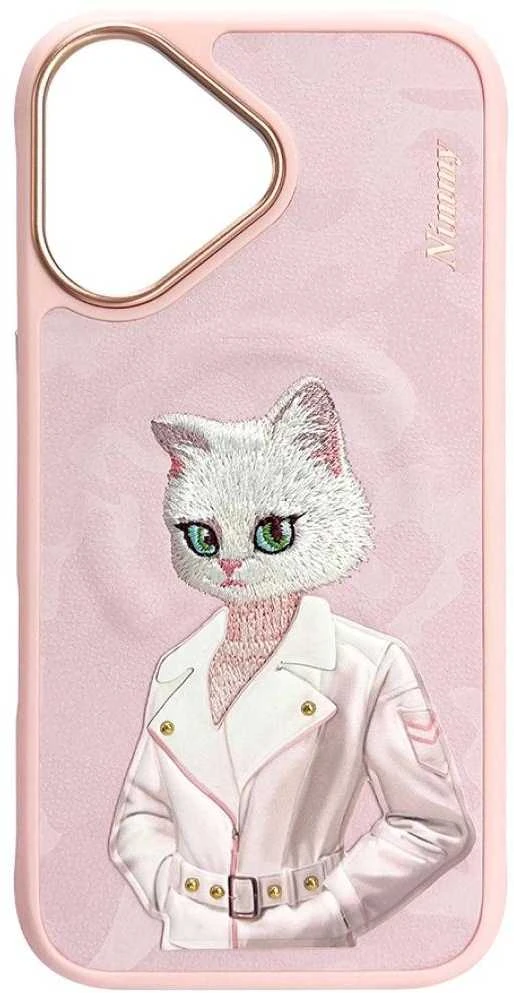 „Nimmy Magnetic“ madingas mielas augintinio formos „MagSafe“ dėklas, skirtas „iPhone 16“ – rožinis