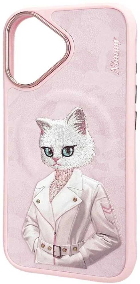 „Nimmy Magnetic“ madingas mielas augintinio formos „MagSafe“ dėklas, skirtas „iPhone 16“ – rožinis