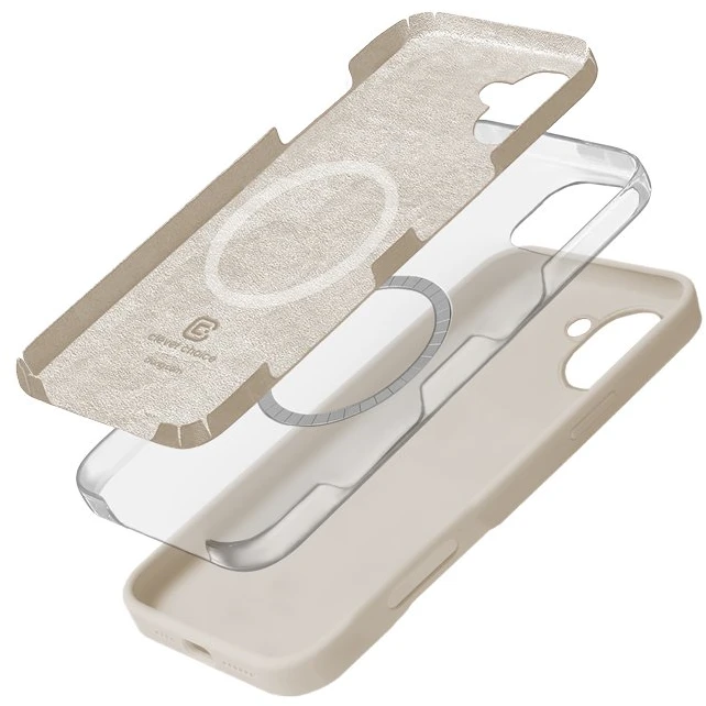 Dėklas Crong spalvos magnetinis dangtelis, skirtas iPhone 16 akmens smėlio spalvos