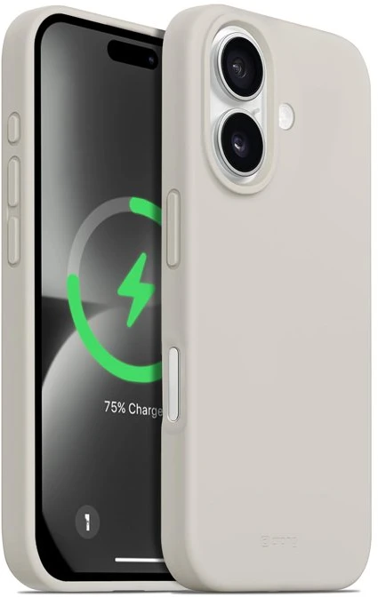 Dėklas Crong spalvos magnetinis dangtelis, skirtas iPhone 16 akmens smėlio spalvos