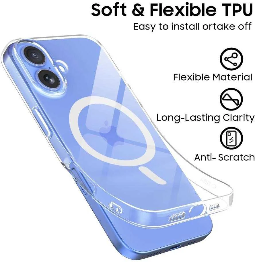Apple iPhone 16 Tech-Protect FlexAir MagSafe Clear dėklas telefonui skaidrus