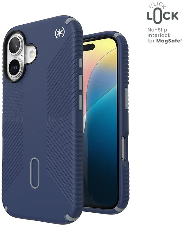 Dėklas Speck Presidio2 Grip ClickLock & MagSafe do iPhone 16 tamsiai mėlyna