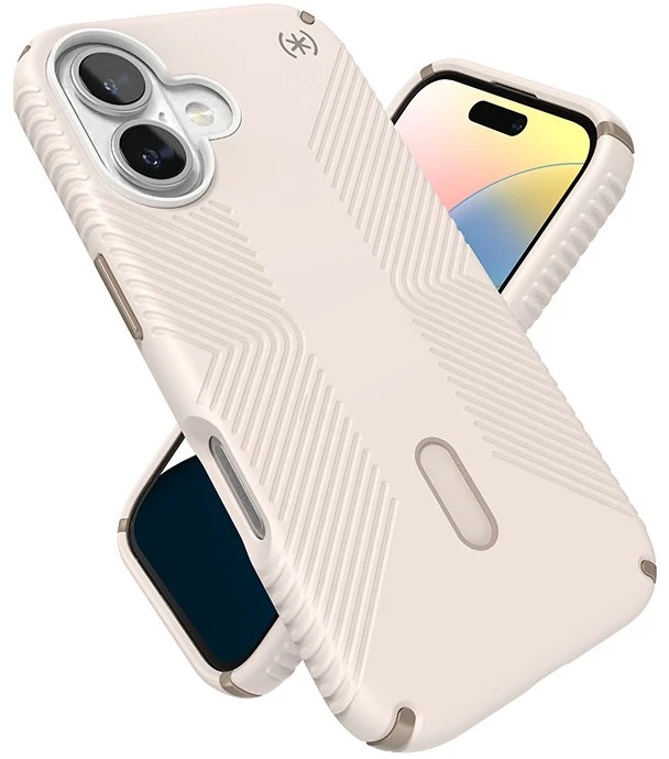 Dėklas Speck Presidio2 Grip ClickLock & MagSafe do iPhone 16 smėlio spalva