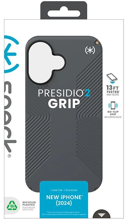 Dėklas Speck Presidio2 Grip do iPhone 16 pilka