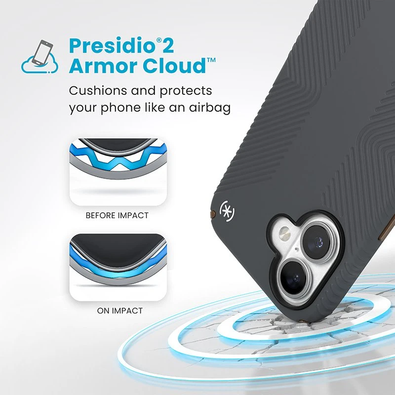 Dėklas Speck Presidio2 Grip do iPhone 16 pilka