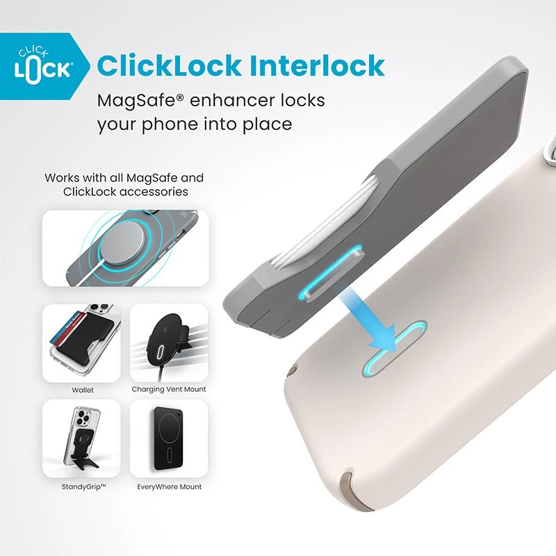 Dėklas Speck „Presidio2 Pro ClickLock“ ir „MagSafe“, skirti „iPhone 16“, smėlio spalvos