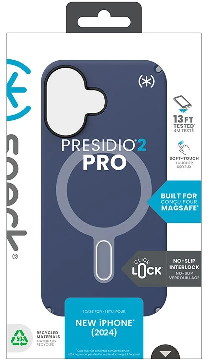 Dėklas Speck Presidio2 Pro ClickLock & MagSafe do iPhone 16 tamsiai mėlyna