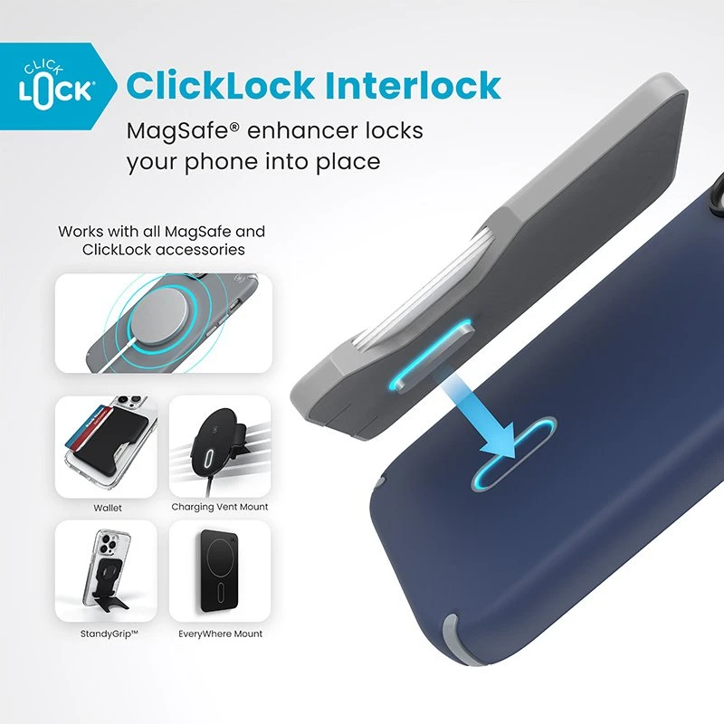 Dėklas Speck Presidio2 Pro ClickLock & MagSafe do iPhone 16 tamsiai mėlyna