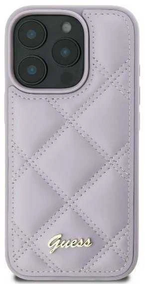 Guess GUHCP16SPSQSQSU Apple iPhone 16 6.1″ light violetinės spalvos kietas dėklas Quiled Metal Logo