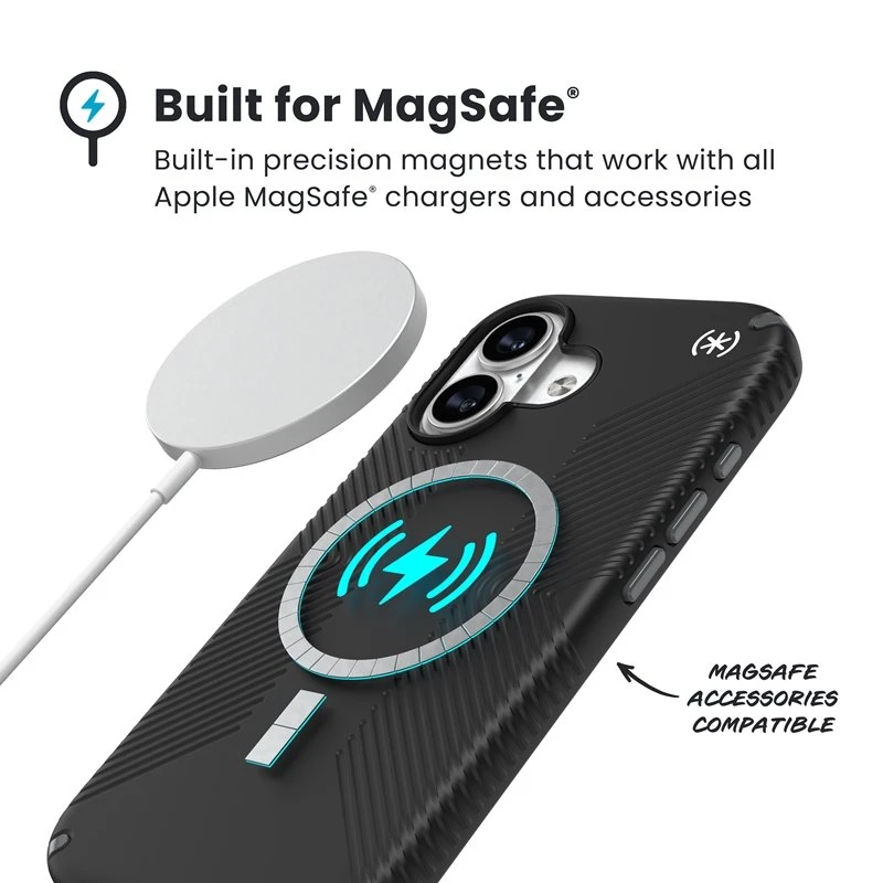 Speck Presidio2 Grip MagSafe - dėklas skirtas Apple iPhone 17 Juodas / Slate Pilkas / Baltas