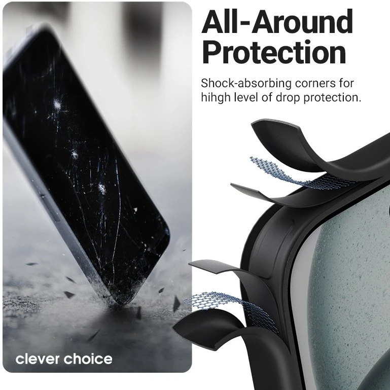 Crong Hybrid Frost MAG Cover - dėklas MagSafe Apple iPhone 17 Pro juodas