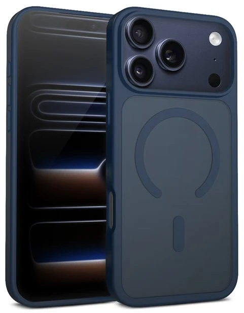 Dėklas iPhone 17 Pro Crong Hybrid Matte Magnetic, tamsiai mėlynas