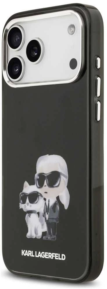 Karl Lagerfeld IML Aquarelle Karl and Choupette dėklas skirtas Apple iPhone 17 Pro juodos spalvos