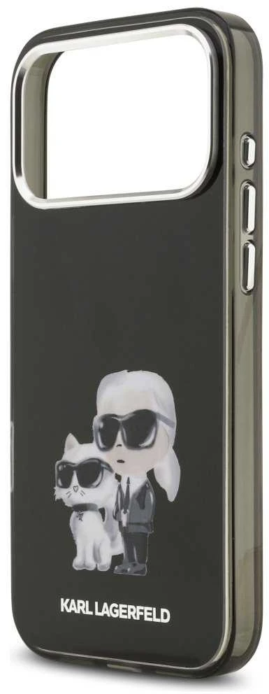 Karl Lagerfeld IML Aquarelle Karl and Choupette dėklas skirtas Apple iPhone 17 Pro juodos spalvos