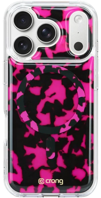 Pink Rožinė Crong Deluxe MAG Cover - Dėklas iPhone 17 Pro Max MagSafe (Rožinė Tortoise)